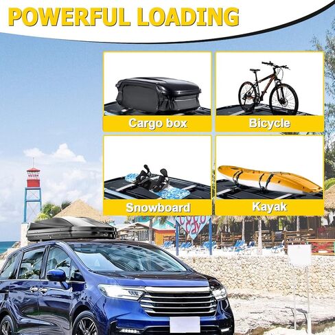 AUXMART 2 قطعة حامل السقف قضبان متقاطعة متوافقة مع Honda CR-V 2002 2003 2004 2005 2006، قضبان السكك الحديدية المصنوعة من الألومنيوم على طراز OE حامل الأمتعة (أسود) in Kuwait