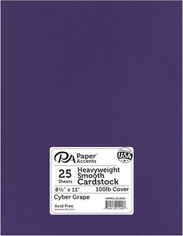 PA Paper Accents Heavyweight Smooth Cardstock 8.5" x 11" Twilight, 100lb colored cardstock paper for card making, scrapbooking, printing, quilling and crafts, 25 piece pack in Saudi Arabia