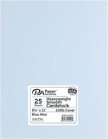 PA Paper Accents Heavyweight Smooth Cardstock 8.5" x 11" Twilight, 100lb colored cardstock paper for card making, scrapbooking, printing, quilling and crafts, 25 piece pack in Saudi Arabia