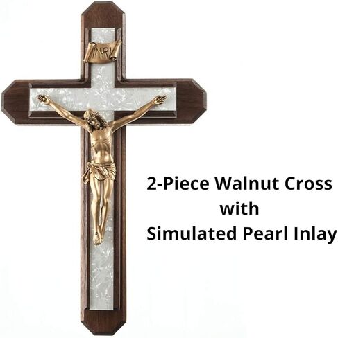 Walnut Wood with Pearlized Epoxy Inlay Cross Crucifix, 13 Inch in Saudi Arabia