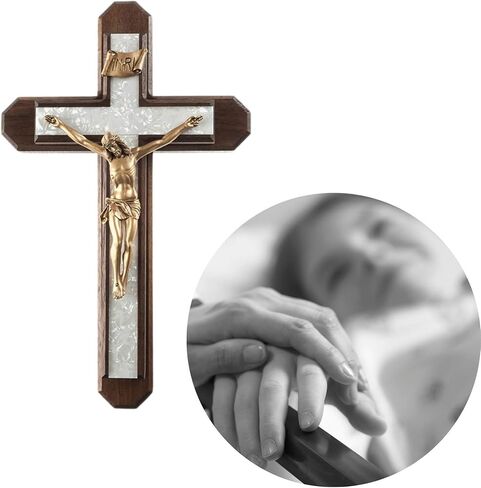 Walnut Wood with Pearlized Epoxy Inlay Cross Crucifix, 13 Inch in Saudi Arabia