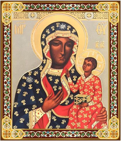 Needzo Our Lady of Czestochowa أيقونة مادونا السوداء، معلقة على الحائط الخشبي مع حامل مقاس 7 1/2 بوصة in Saudi Arabia