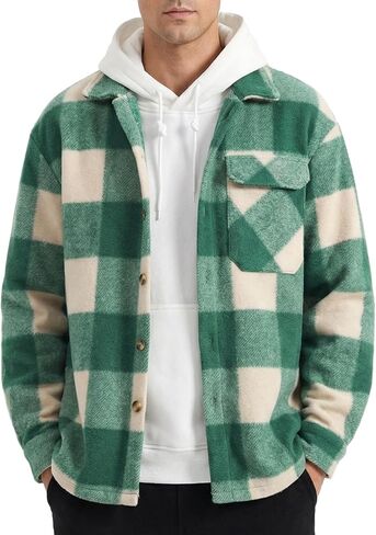 ZAFUL Men's Shacket Aztec Print Shirt Jacket Flannel Button Up Turndown Collar Overshirt Chest Pocket Button Flap Thick Shirt in Saudi Arabia