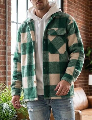 ZAFUL Men's Shacket Aztec Print Shirt Jacket Flannel Button Up Turndown Collar Overshirt Chest Pocket Button Flap Thick Shirt in Saudi Arabia
