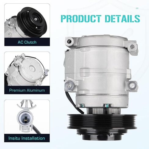 AC Compressor with A/C Clutch Fit for Toyota Sienna 3.3L 2004 2005 2006, Sienna 3.5L 2007 (To 12/15/2006), Air Condition automotive replacement, Replaces CO 10854C in Saudi Arabia