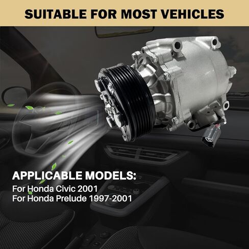 Air Conditioner AC Compressor Fits for for Honda Civic 1.7L 2001,for Honda Prelude 2.2L 1997-2001, for Acura EL 1.7L 2001, CO 10541AC 38810P5M006 38810P5M016 38810PLAE01 in Saudi Arabia