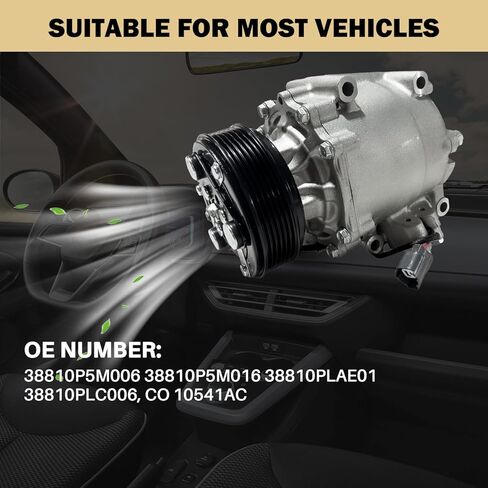 Air Conditioner AC Compressor Fits for for Honda Civic 1.7L 2001,for Honda Prelude 2.2L 1997-2001, for Acura EL 1.7L 2001, CO 10541AC 38810P5M006 38810P5M016 38810PLAE01 in Saudi Arabia