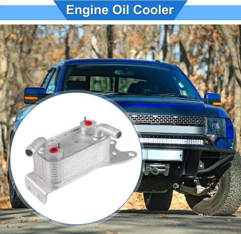 Engine Oil Cooler Compatible for Ford F-250 Super Duty 2008-2010, Durable Aluminum Alloy Silver Tone Transmission Oil Cooler in Saudi Arabia