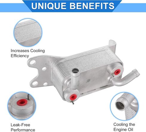 Engine Oil Cooler Compatible for Ford F-250 Super Duty 2008-2010, Durable Aluminum Alloy Silver Tone Transmission Oil Cooler in Saudi Arabia