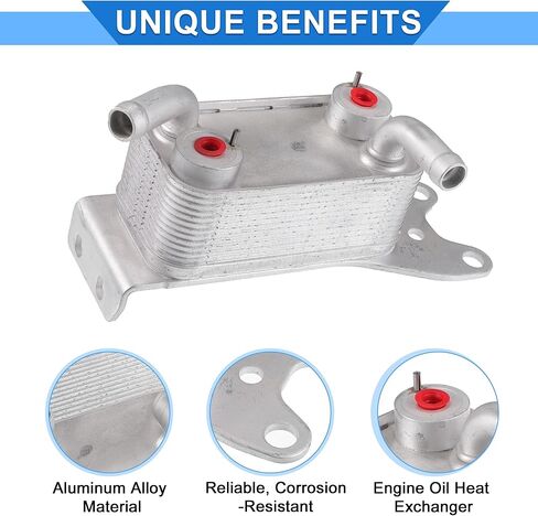 Engine Oil Cooler Compatible for Ford F-250 Super Duty 2008-2010, Durable Aluminum Alloy Silver Tone Transmission Oil Cooler in Saudi Arabia