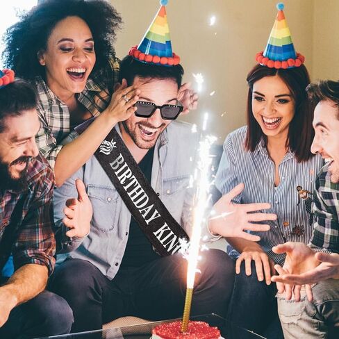 Chanaco Birthday Decorations for Men Birthday King Sash Sunglasses Party Favor Black and Silver Party Accessories Gifts Outfit in Kuwait