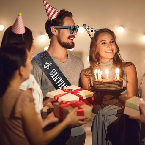 Chanaco Birthday Decorations for Men Birthday King Sash Sunglasses Party Favor Black and Silver Party Accessories Gifts Outfit in Kuwait