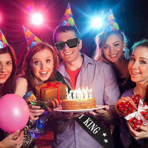 Chanaco Birthday Decorations for Men Birthday King Sash Sunglasses Party Favor Black and Silver Party Accessories Gifts Outfit in Kuwait