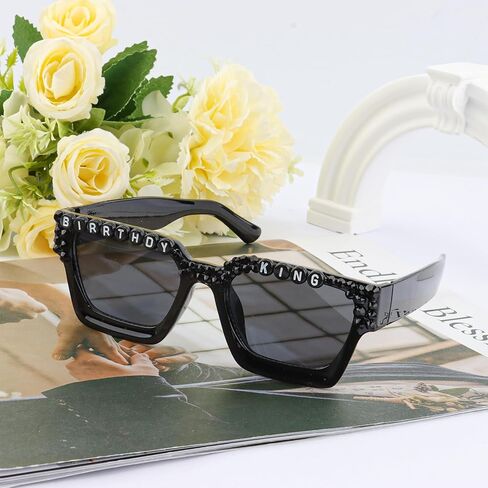 Chanaco Birthday Decorations for Men Birthday King Sash Sunglasses Party Favor Black and Silver Party Accessories Gifts Outfit in Kuwait