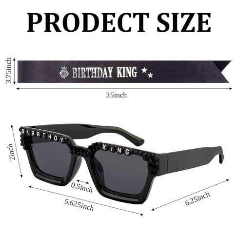 Chanaco Birthday Decorations for Men Birthday King Sash Sunglasses Party Favor Black and Silver Party Accessories Gifts Outfit in Kuwait