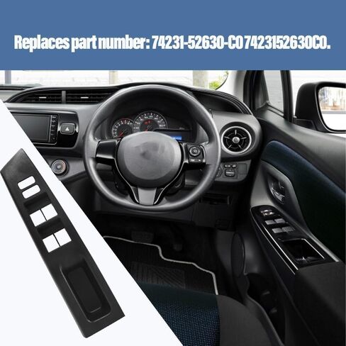 Front Armrest Upper Panel RH Window Switch Bezel Right Driver Side Compatible with Toyota Vitz Yaris 2010-2014 Replaces 74231-52630-C0 in Saudi Arabia