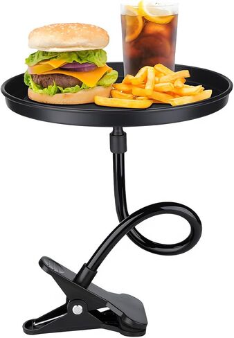 Adjustable Food Tray for Car, 360° Swivel Non-Slip Car Drink Cup Snack Table Clip Type Dining Trays, 8.7 Inch Rotating Food Table Folding Storage Tray for Most Vehicles in Saudi Arabia