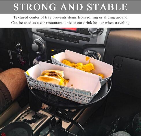 Adjustable Food Tray for Car, 360° Swivel Non-Slip Car Drink Cup Snack Table Clip Type Dining Trays, 8.7 Inch Rotating Food Table Folding Storage Tray for Most Vehicles in Saudi Arabia