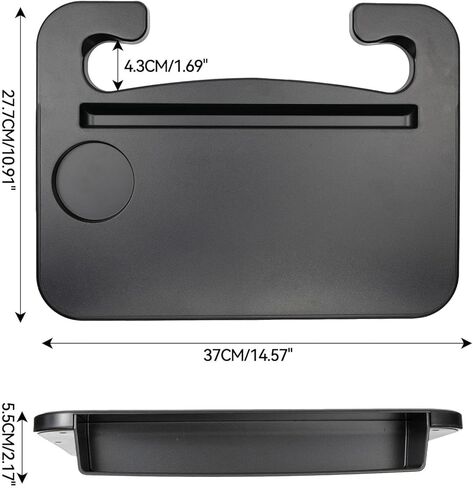 Oshotto (FT-06) مكتب عجلة القيادة 2 في 1 | طاولة صينية مع منظم حشو فجوة المقعد | صينية طعام السيارة للسائق | مكتب سيارة للابتوب والأكل - أسود in Kuwait