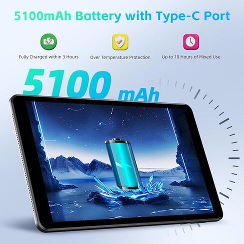 HAOVM M8 Android 14 Tablet 8 inch, 8 core CPU, 12GB+64GB，2TB Expandable, HD IPS Display, Widevine L1,Wi-Fi 6, BT5.4, 5MP+8MP Camera, 5100mAh Large Battery, Tablet for Kids, Black in Kuwait