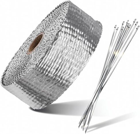 Craedli 2" x 16 Ft Car Exhaust Heat Wrap Roll, Motorcycle Fiberglass Exhaust Tube Heat Shield Tape with 10 Stainless Ties, Universal Exhausts Manifold Accessories for Car, SUV, Motorcycle (Red) in Saudi Arabia