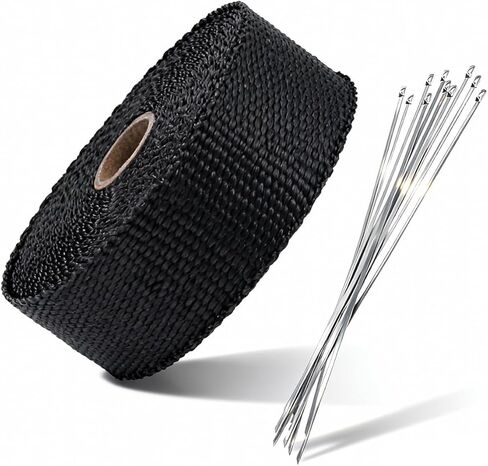 Craedli 2" x 16 Ft Car Exhaust Heat Wrap Roll, Motorcycle Fiberglass Exhaust Tube Heat Shield Tape with 10 Stainless Ties, Universal Exhausts Manifold Accessories for Car, SUV, Motorcycle (Red) in Saudi Arabia
