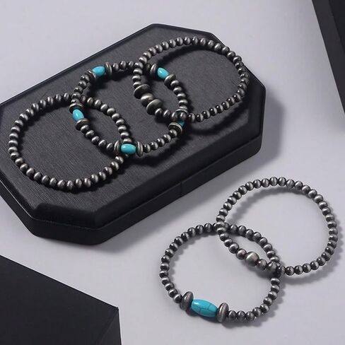 Boho Bracelets for Women Stackable Turquoise Navajo Pearls Butterfly Cow Charm Western Beaded Bracelet Stack Boho Fashion Trendy Jewelry Gifts in Saudi Arabia