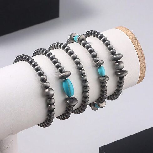 Boho Bracelets for Women Stackable Turquoise Navajo Pearls Butterfly Cow Charm Western Beaded Bracelet Stack Boho Fashion Trendy Jewelry Gifts in Saudi Arabia