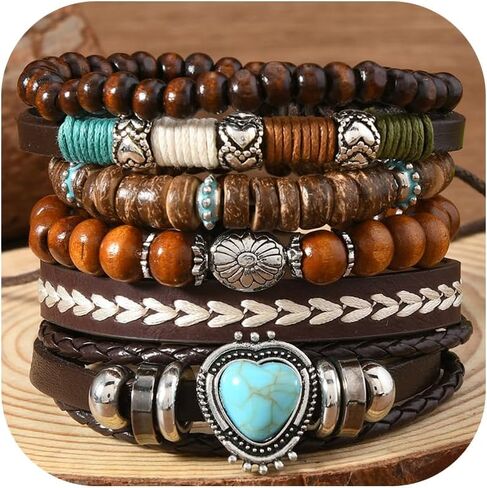 Boho Bracelets for Women Stackable Turquoise Navajo Pearls Butterfly Cow Charm Western Beaded Bracelet Stack Boho Fashion Trendy Jewelry Gifts in Saudi Arabia