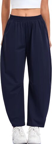 Oymyakon Women's Barrel Ankle Pants Quick Dry Baggy Wide Leg Hiking Pants Casual Elastic Waisted Travel Pants with Pockets in Kuwait