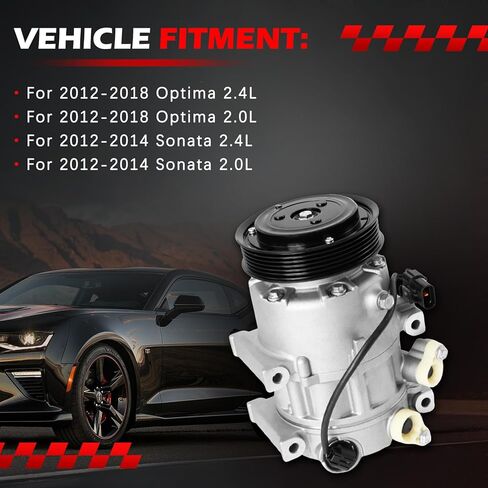 ضاغط مكيف الهواء مع قابض مناسب لـ K-ia Optima 2.4L 2.0L 2012-2018، لـ H-yundai Sonata 2012 2013 2014، استبدل 639966 178317 178328 7512958 in Saudi Arabia