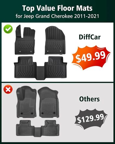 Floor Mats for Jeep Grand Cherokee: 2011-2021(Not for L), All Weather Floor Liners Car Accessories for Grand Cherokee 2021 2020 2019 2018 2017 2016 2015 2014 2013 2012 2011, 3PCS Lightweight Tough XPE in Saudi Arabia