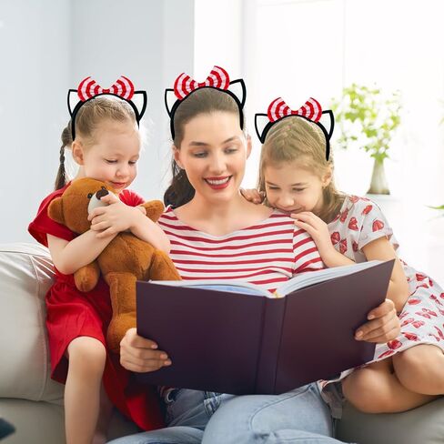 طقم إكسسوارات زي القطة مكون من 3 قطع يتضمن عصابة رأس على شكل آذان القطط مع ربطة عنق حمراء مزخرفة باللون الأحمر مخططة بطول الركبة وجوارب ربطة عنق للحفلات التنكرية in Kuwait