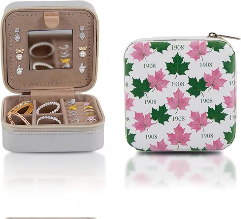 ASIJUNTYECHO Jewelry Case Box Aka Sorority Gifts for Sister Friend Ring Necklace Earring Pink and Green Travel Jewelry Case (Color-2) in Saudi Arabia