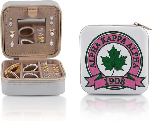 ASIJUNTYECHO Jewelry Case Box Aka Sorority Gifts for Sister Friend Ring Necklace Earring Pink and Green Travel Jewelry Case (Color-2) in Saudi Arabia
