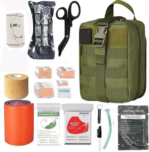 مجموعة الإسعافات الأولية من IFAK - حزمة متقدمة للتحكم في النزيف مع إعادة ملء الصدمات، وختم الصدر، والعاصبة، والضمادات - مثالية للمسعفين والمستجيبين للطوارئ in Kuwait