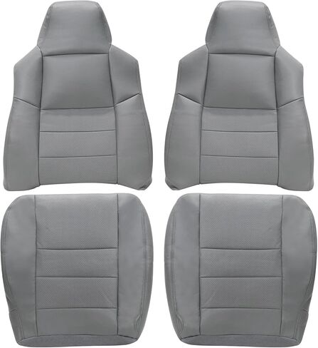 8PCS Replacement Driver & Passenger Perforated Leather Seat Cover & Foam & Armrest Gray Compatible with Ford F250 F350 F450 F550 Lariat Super Duty XLT 2002 2003 2004 2005 2006 2007 in Saudi Arabia