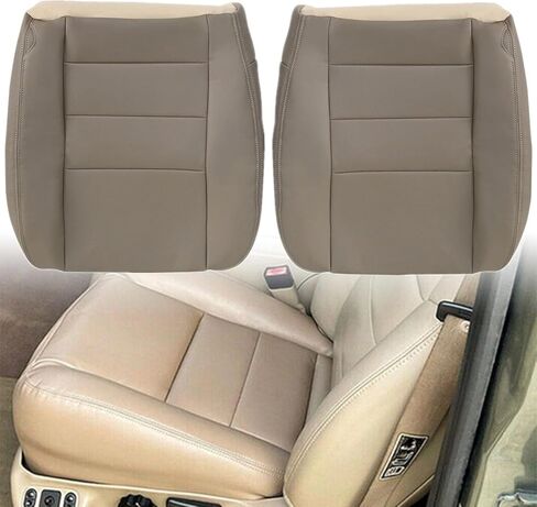 غطاء مقعد جلدي بديل للسائق والراكب من الجانب السفلي والعلوي من GXARTS TAN متوافق مع Ford F250 F350 F450 F550 2002-2007 مناسب لـ Ford Excursion 2002 2003 2004 2005 in Saudi Arabia