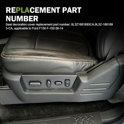 Downhill Front Seat Trim Cover, ABS Front Left Side Seat Trim Cover, Left Driver Protective Panel Replace 9L3Z1661693CA, Compatible with 2009-2014 Ford F-150 F150 (Black) in Kuwait