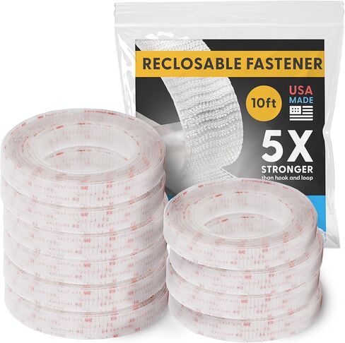 Industrial Strength - 10FT 10Pack - Clear Indoor/Outdoor Adhesive Mounting Tape - Self Mating Reclosable Fastener Compatible with 3M SJ3550 / SJ3560 Dual Lock in Saudi Arabia