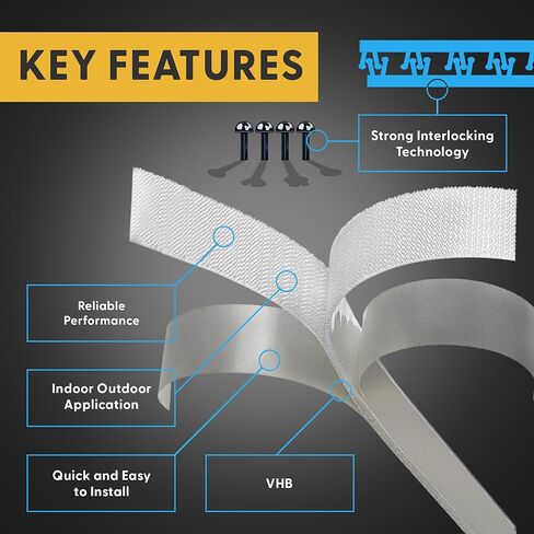 Industrial Strength - 10FT 10Pack - Clear Indoor/Outdoor Adhesive Mounting Tape - Self Mating Reclosable Fastener Compatible with 3M SJ3550 / SJ3560 Dual Lock in Saudi Arabia