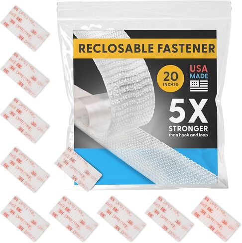 Industrial Strength - 10FT 10Pack - Clear Indoor/Outdoor Adhesive Mounting Tape - Self Mating Reclosable Fastener Compatible with 3M SJ3550 / SJ3560 Dual Lock in Kuwait