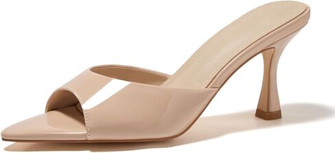 Womens Pointed Open Toe Heeled Sandals Slip On High Heels Backless Mules Dress Shoes in Kuwait