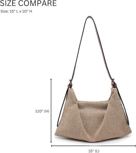 JEN & CO. Samantha Woven Straw Shoulder Bag for Women, Soft Summer Handbag with Adjustable Vegan Leather Strap in Saudi Arabia