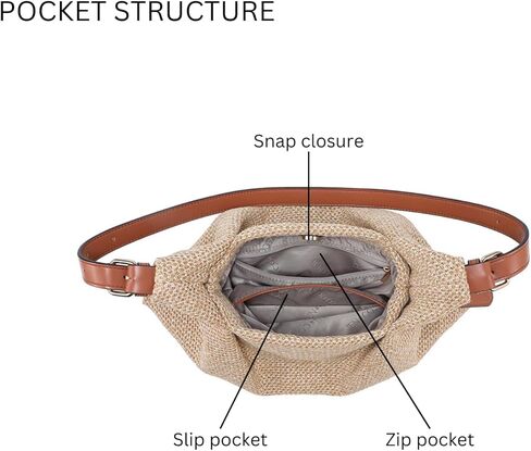 JEN & CO. Samantha Woven Straw Shoulder Bag for Women, Soft Summer Handbag with Adjustable Vegan Leather Strap in Saudi Arabia
