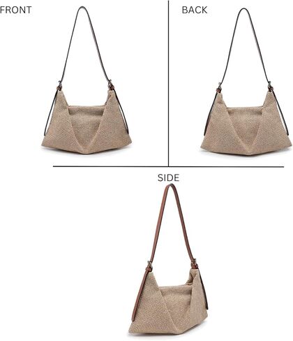 JEN & CO. Samantha Woven Straw Shoulder Bag for Women, Soft Summer Handbag with Adjustable Vegan Leather Strap in Saudi Arabia