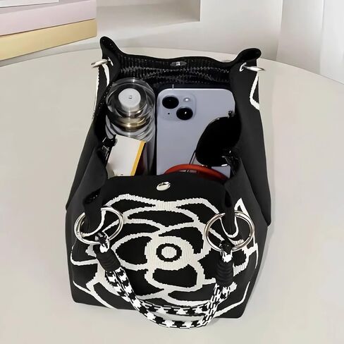 حقائب دلو صغيرة للنساء، حقائب يد صغيرة لطيفة بمقبض علوي، حقائب حمل من الكروشيه باللون الأسود، حقائب خفيفة الوزن هدايا للسيدات الحياكة العصرية in Kuwait