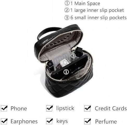 Small purses for women travle: black trendy shoulder bag with 8 organizations help easy seaching in Saudi Arabia
