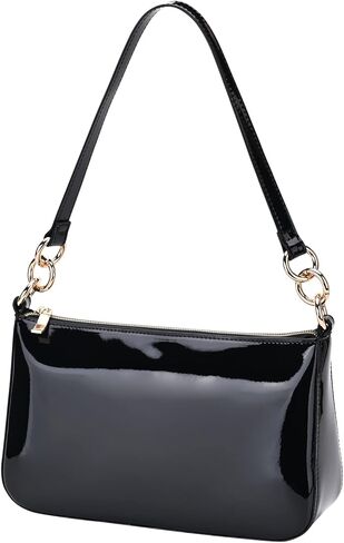 حقيبة كتف من الجلد الصناعي اللامع للنساء، محفظة كلاتش كاجوال لامعة، حقيبة يد صغيرة عصرية Y2K in Kuwait