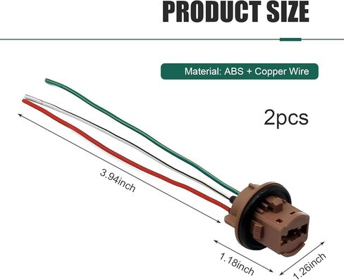 WZP 2PCS 7443 مقبس ضوء الفرامل، حامل لمبة 7440 T20، محول أنثى مقاوم للماء، متوافق مع مصابيح LED، أضواء إشارة الانعطاف، مصابيح الفرامل، مصابيح الذيل in Kuwait